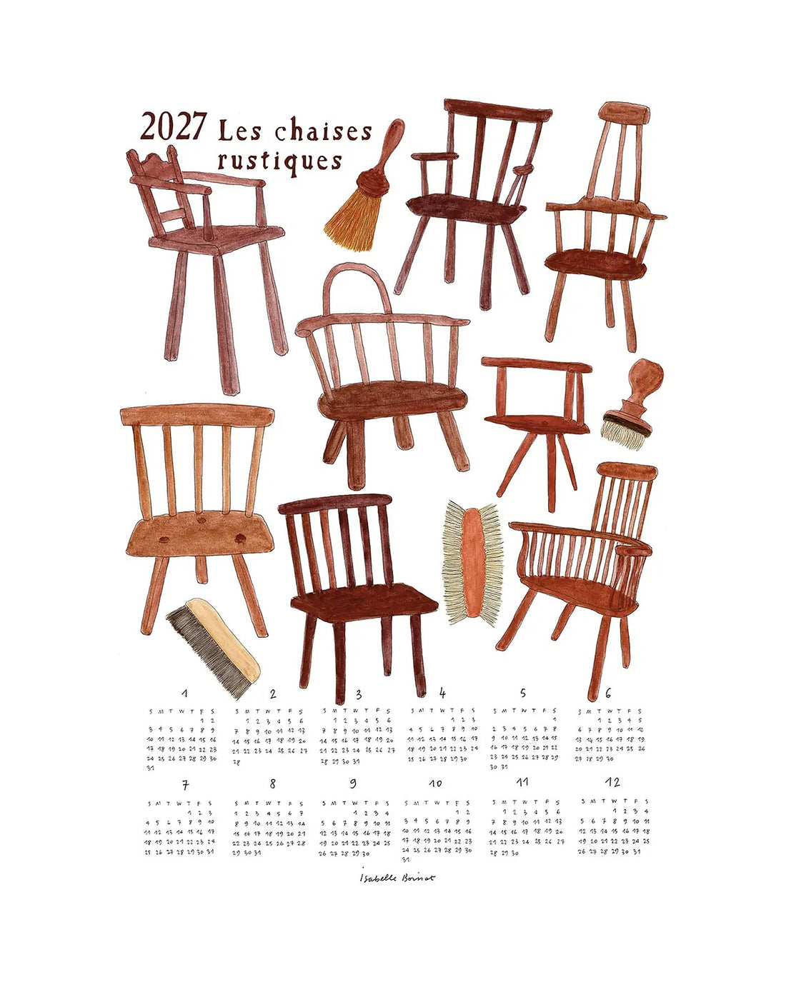Les Chaises Rustiques 2027 Linen Calendar