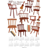 Les Chaises Rustiques 2027 Linen Calendar