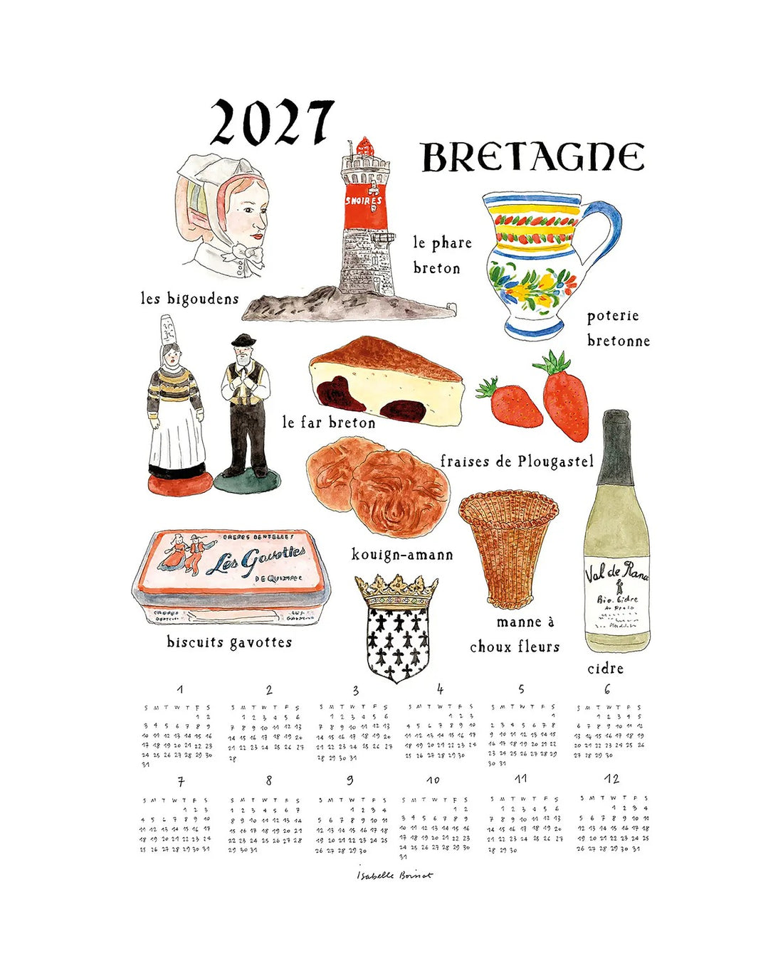 Souvenirs of Bretagne 2027 Linen Calendar - Parkette.