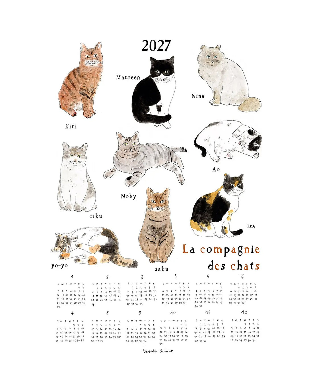 The Cat Company 2027 Linen Calendar - Parkette.