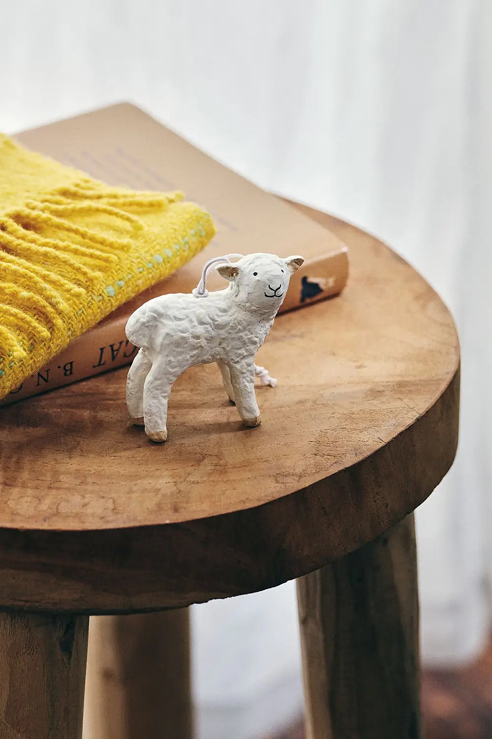 Paper Mache White Sheep Ornament