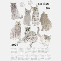 2026 Linen Calendar: Gray Cats