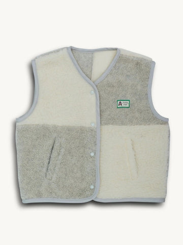 Kids Merino Wool Vest - Cream and Gray - Parkette.