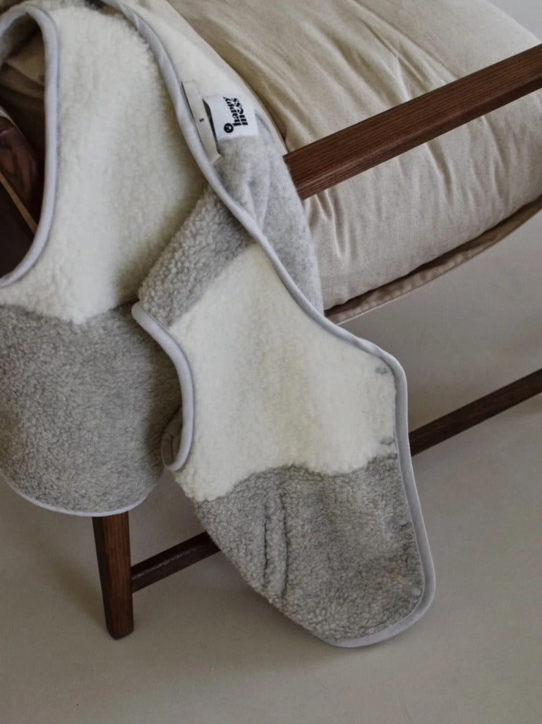 Women's Merino Wool Vest - Cream and Gray - Parkette.