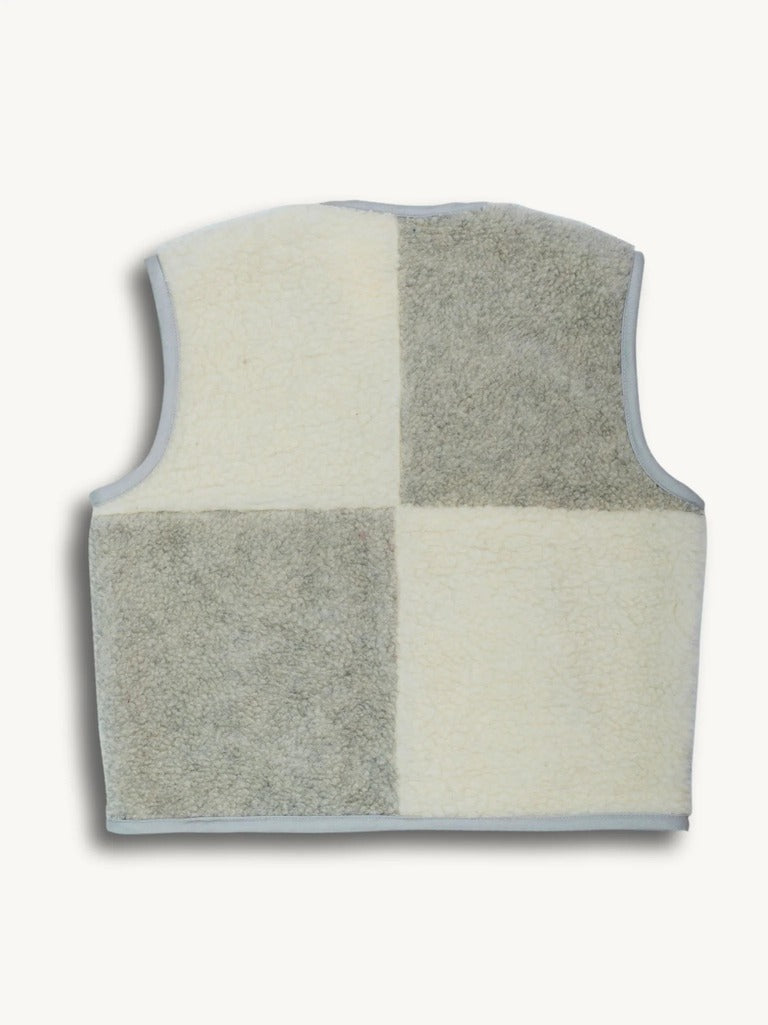 Women's Merino Wool Vest - Cream and Gray - Parkette.