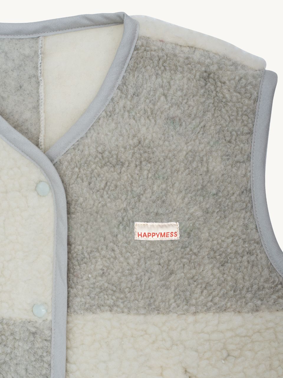 Adult Merino Wool Vest - Cream and Gray