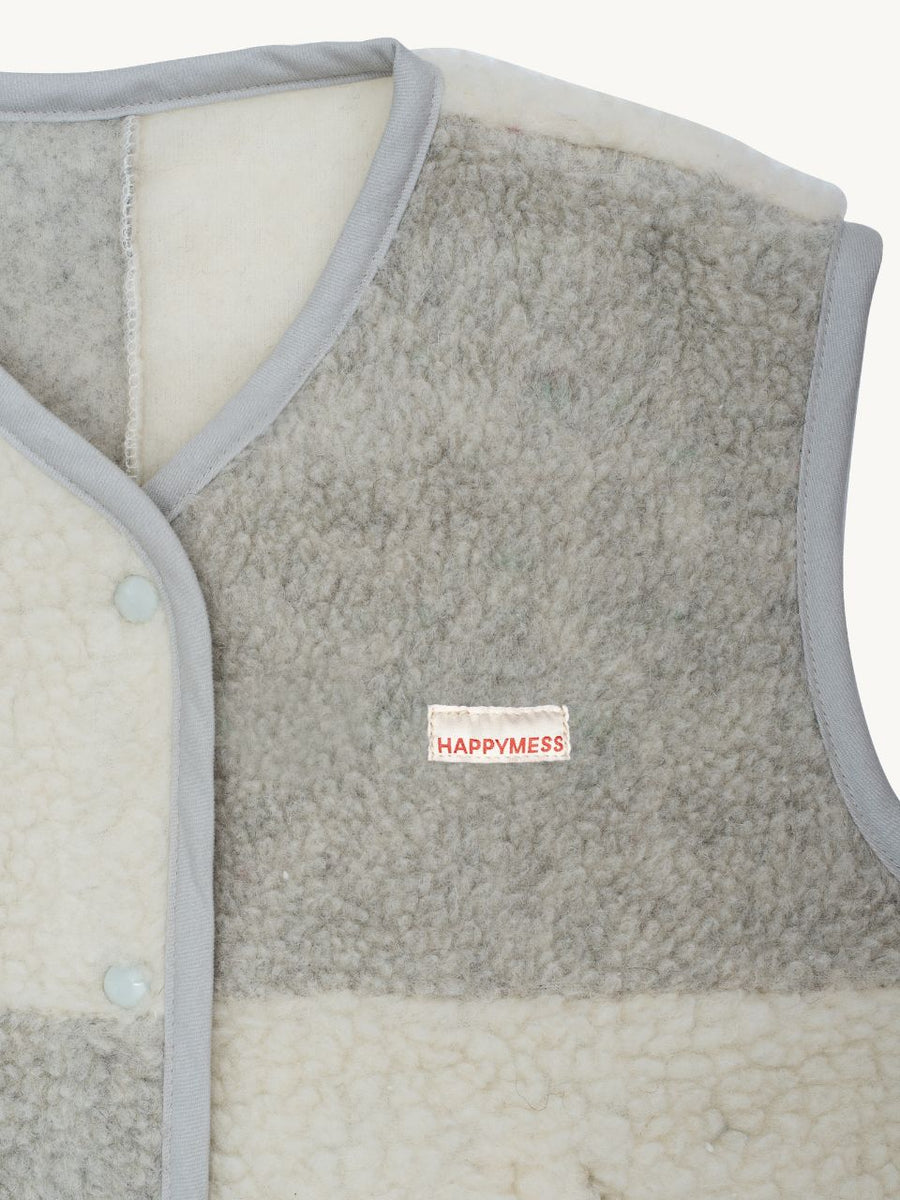 Adult Merino Wool Vest - Cream and Gray