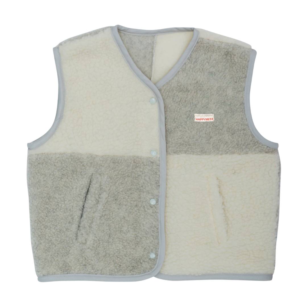 Adult Merino Wool Vest - Cream and Gray