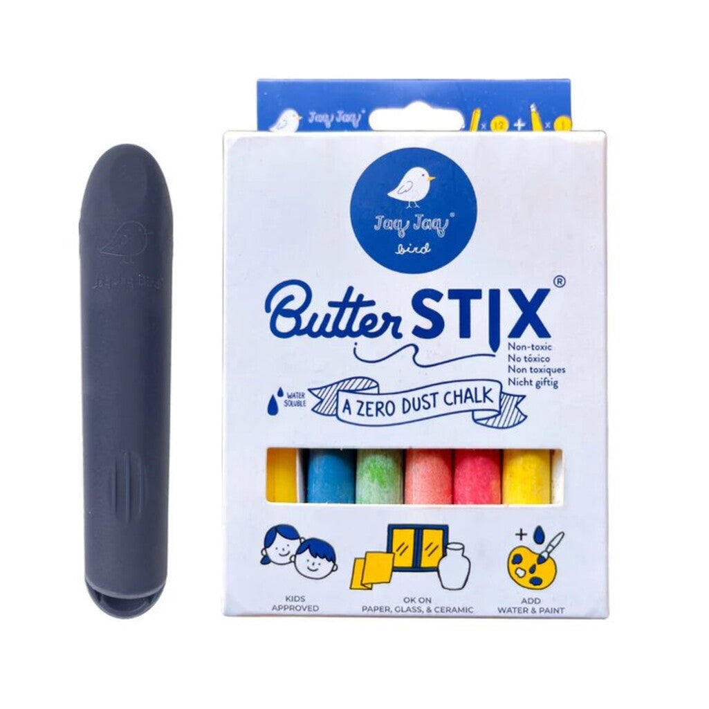 ButterStix Colorful Dustless Creamy Chalk + Holder - Set of 12 - Parkette.