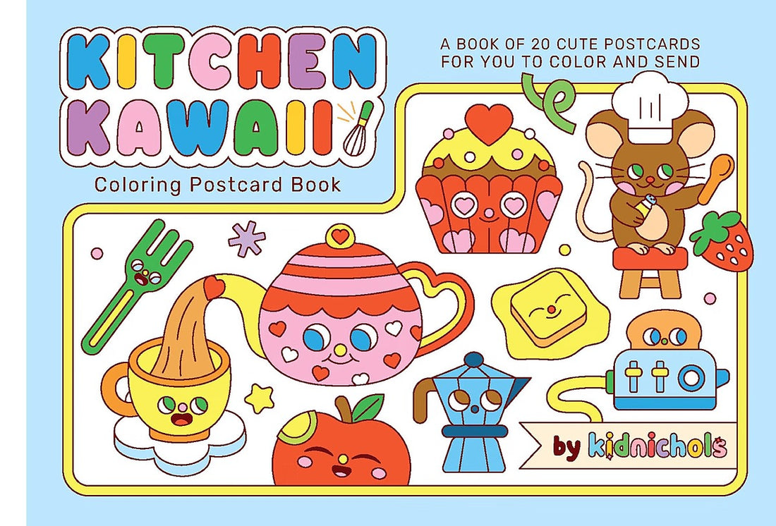 Kitchen Kawaii Coloring Postcard Book