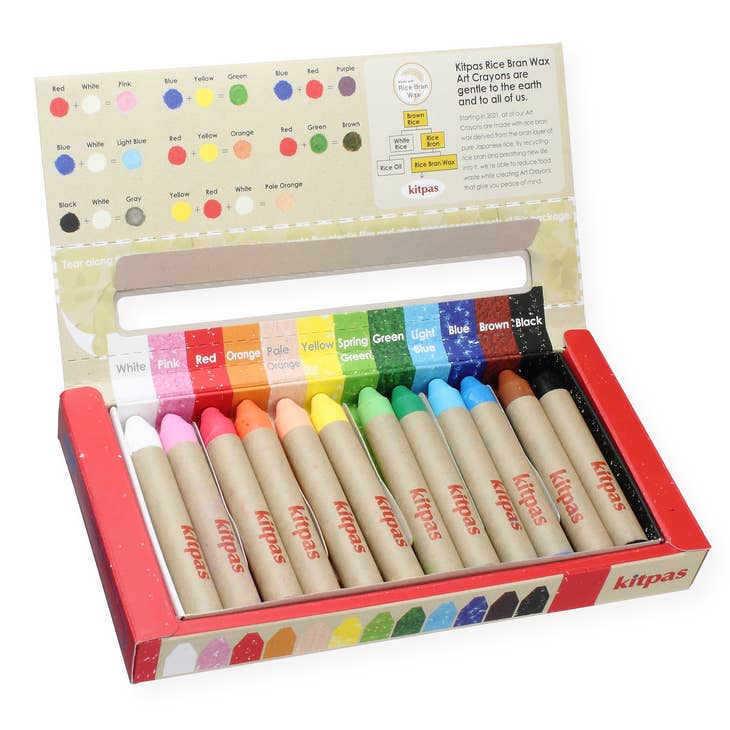 Rice Bran Wax Art Crayons - 12 Colours - Parkette.