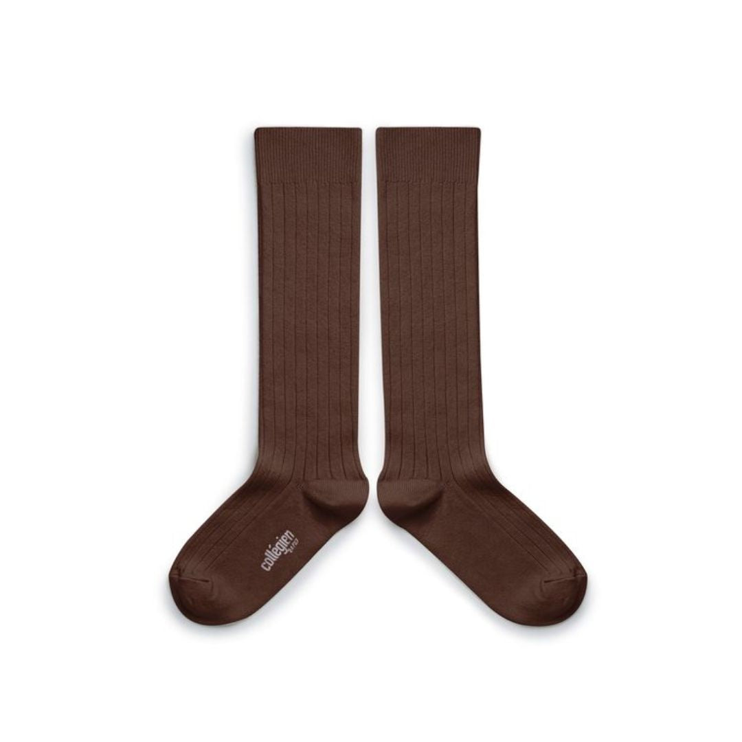 La Haute Women's Ribbed Knee-High Socks - Milk Chocolate