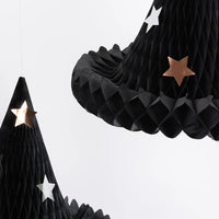 3 Honeycomb Witch Hat Decorations