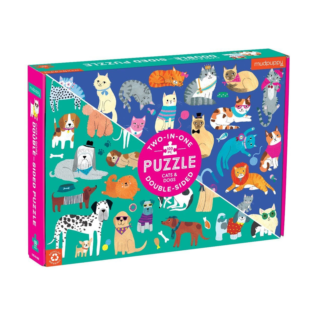 Cats & Dogs 100 Piece Double-Sided Puzzle - Parkette.