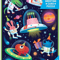 Cosmic Party Puzzle Greeting Card - Parkette.