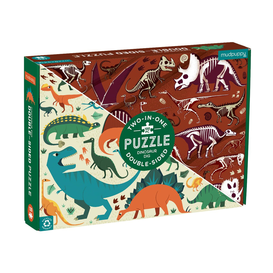 Dinosaur Dig 100 Piece Double-Sided Puzzle - Parkette.