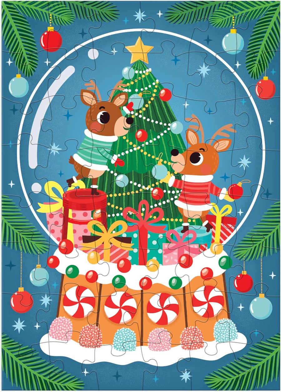 Reindeer Snow Globe Puzzle Ornament – 48 Pieces - Parkette.
