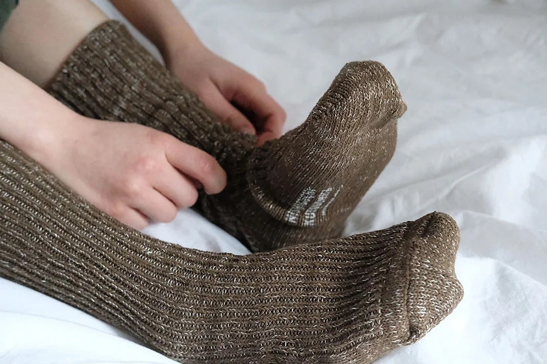 Hemp Cotton Ribbed Socks - Khaki