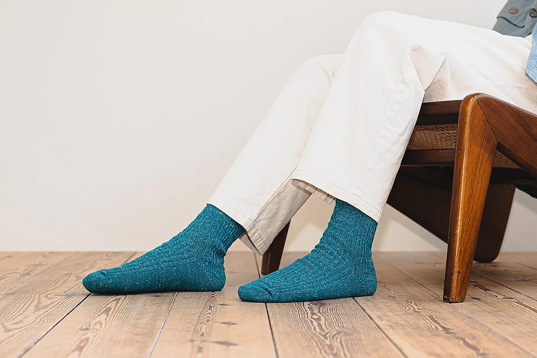 Hemp Cotton Ribbed Socks - Blue