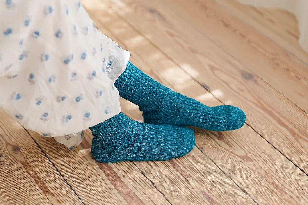 Hemp Cotton Ribbed Socks - Blue