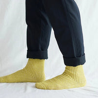 Hemp Cotton Ribbed Socks - Vintage Yellow