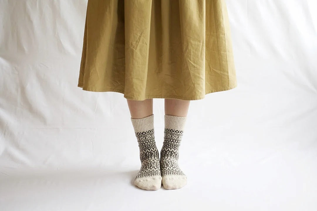 Wool Jacquard Socks - Oatmeal