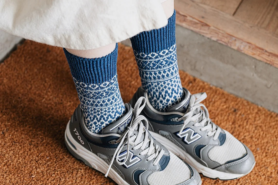 Wool Jacquard Socks - The Seagulls Blue