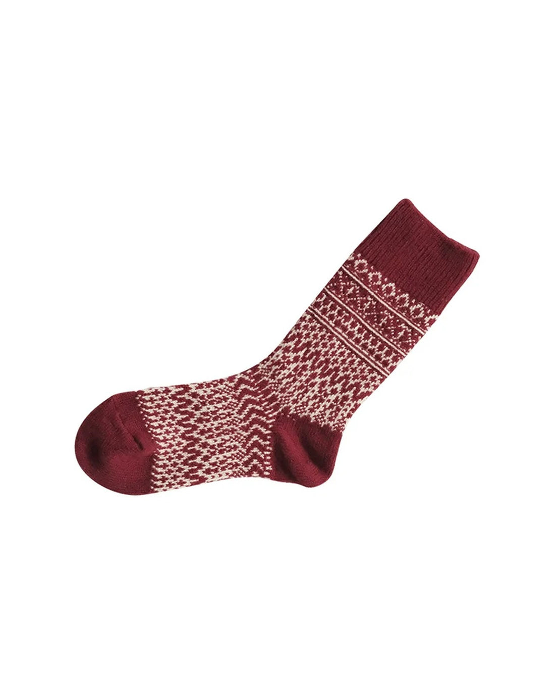Wool Jacquard Socks - Wine