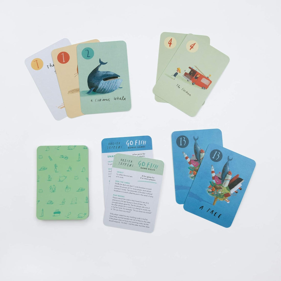 Oliver Jeffers Go Fish: A 3-in-1 Card Deck - Go Fish, Concentration, Snap - Parkette.