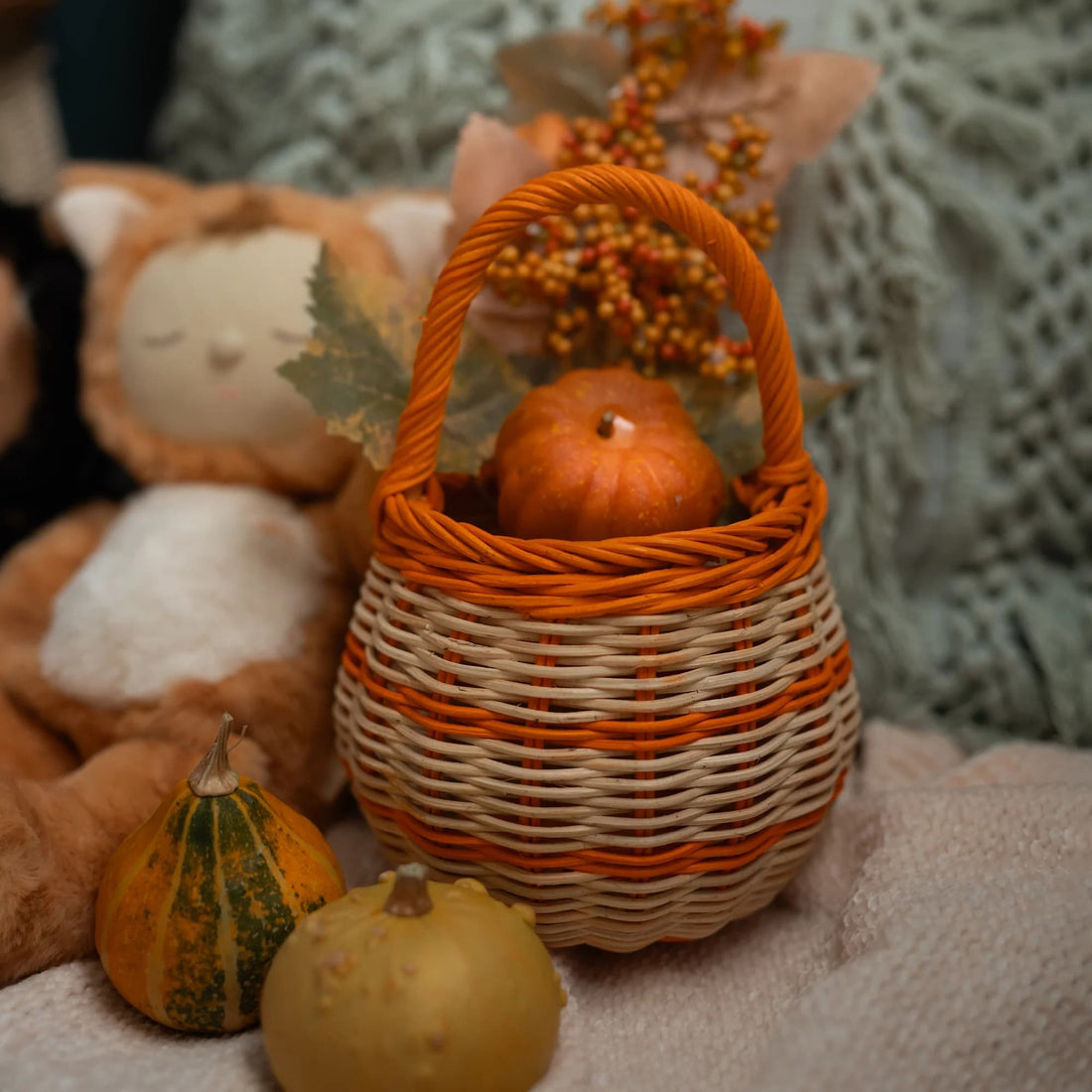 Rattan Berry Basket - Stripe - Parkette.