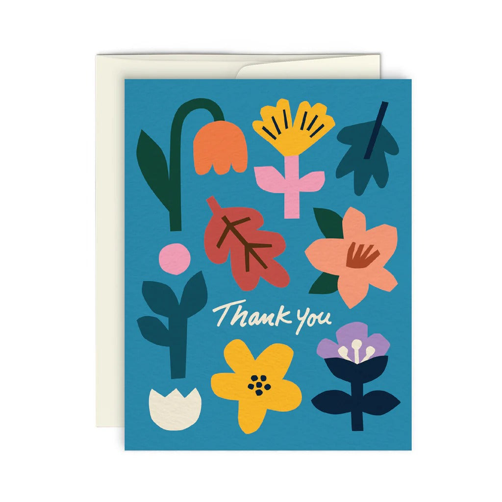 Blue Flower Thank You Greeting Card - Parkette.