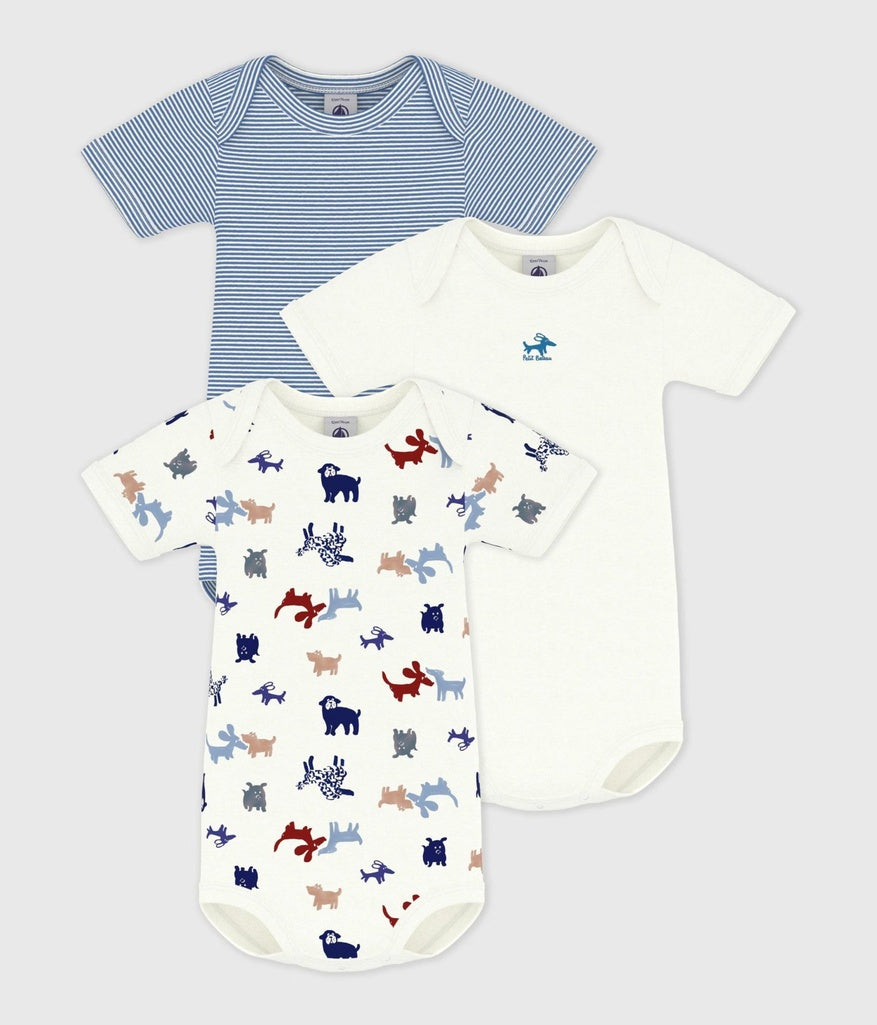 3-Pack Dog Print Short Sleeved Bodysuits - Parkette.
