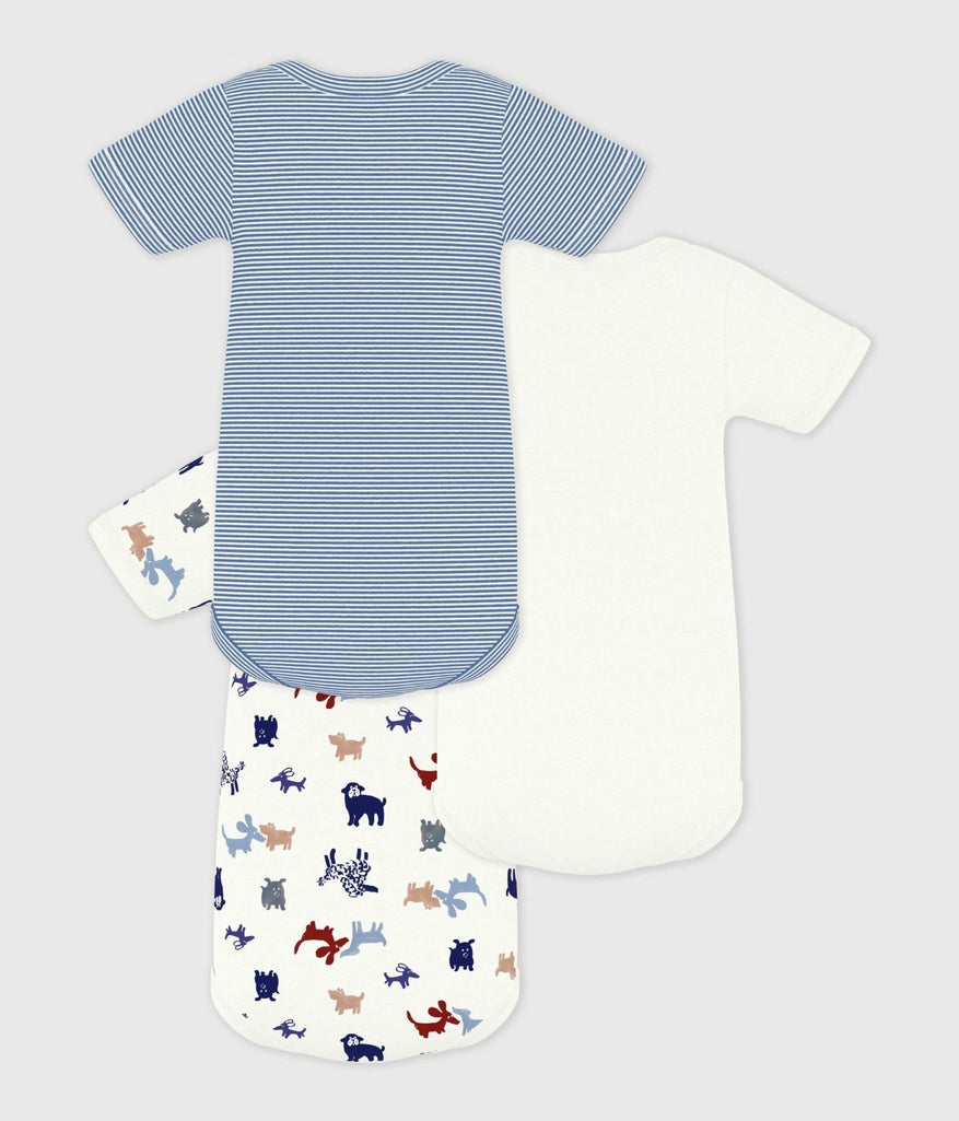 3-Pack Dog Print Short Sleeved Bodysuits - Parkette.