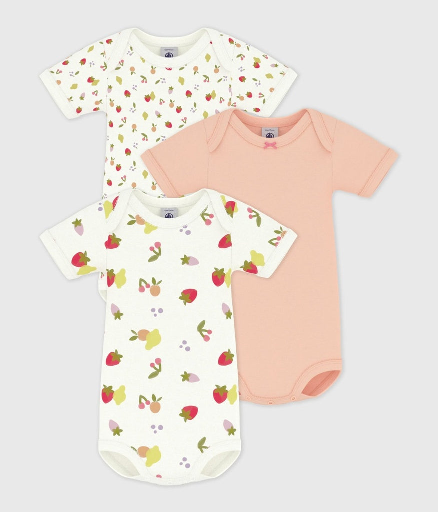3-Pack Fruit Print Short Sleeved Bodysuits - Parkette.