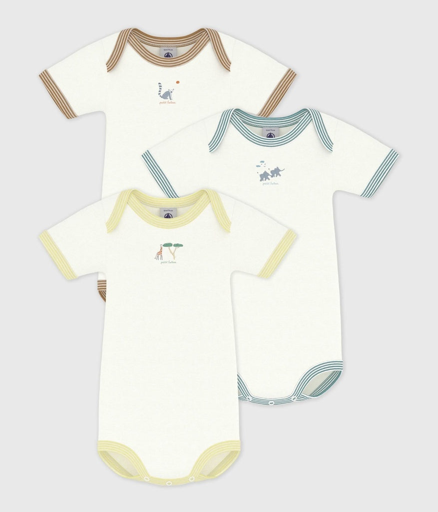 3-Pack Safari Short Sleeved Bodysuits - Parkette.