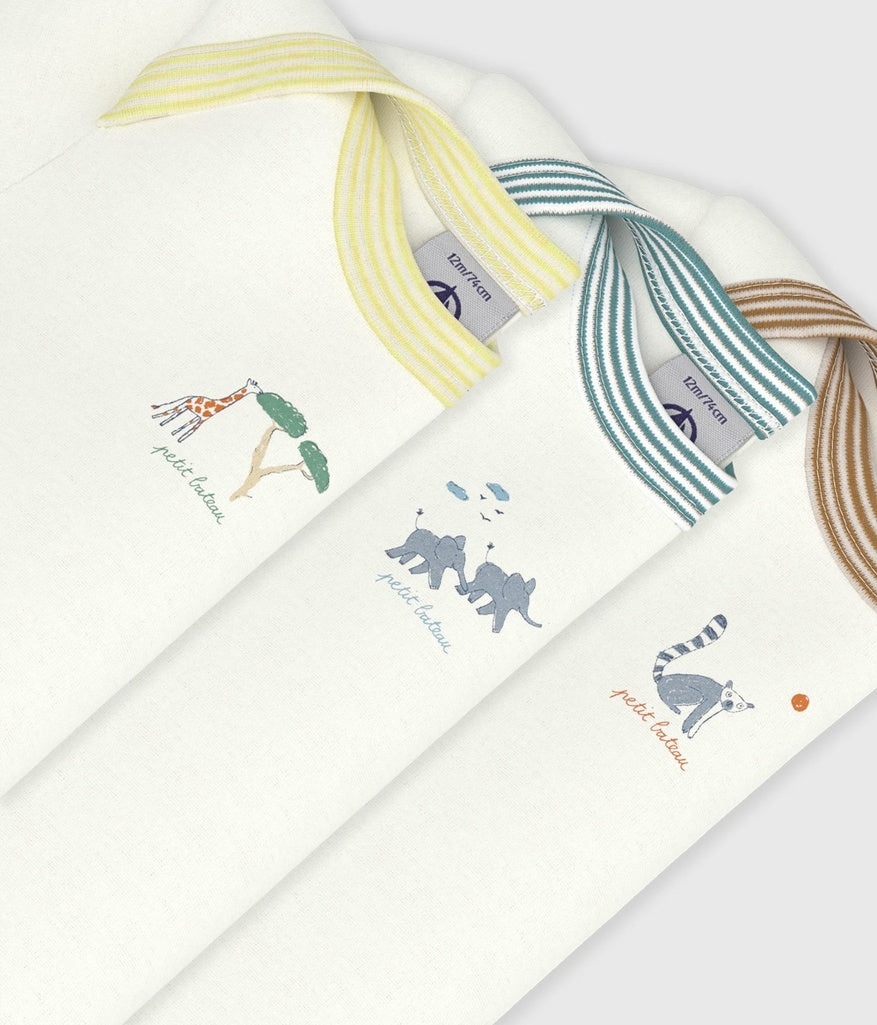 3-Pack Safari Short Sleeved Bodysuits - Parkette.