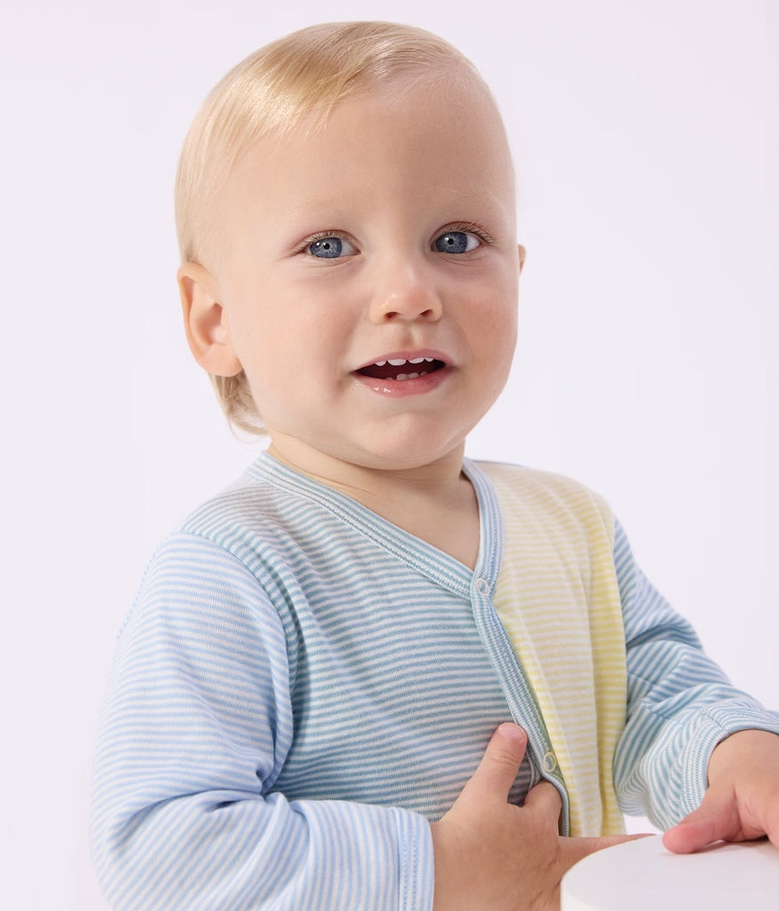 Colourblock Stripe Footed Sleepsuit