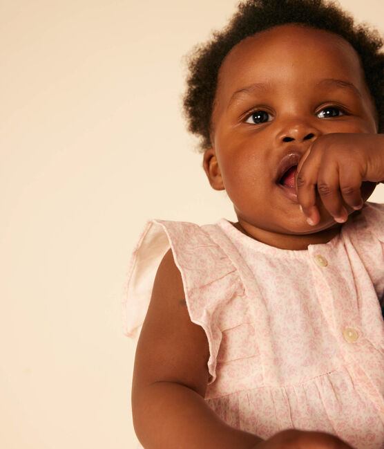 BABIES' COTTON GAUZE SHORT-SLEEVED DRESS AND BLOOMERS - Parkette.