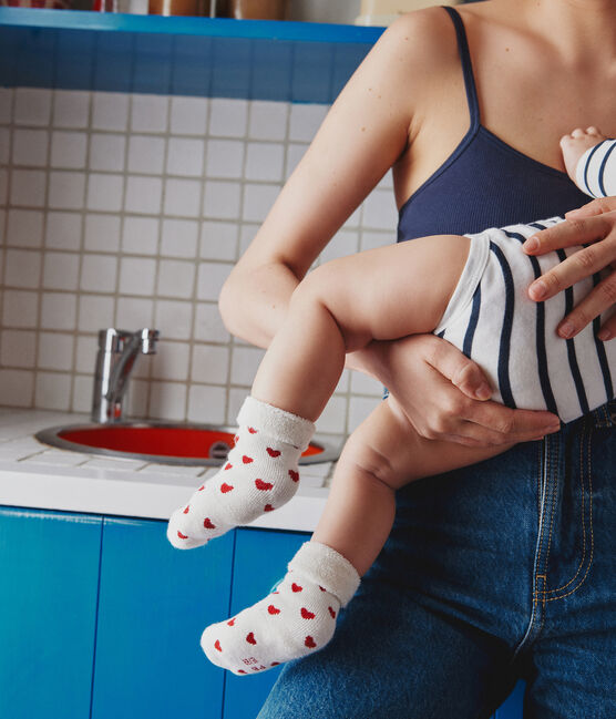 BABIES' KNITTED SOCKS - 2-PACK (RED HEARTS) - Parkette.