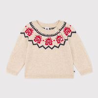 BABIES' WOOL/COTTON JACQUARD KNITTED PULLOVER - Parkette.
