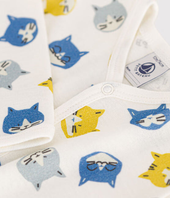 Footless Cotton Sleepsuit - Cats - Parkette.
