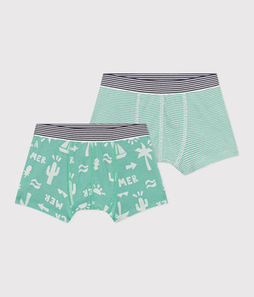 Kids Cotton Boxers - 2-pack (Green) - Parkette.