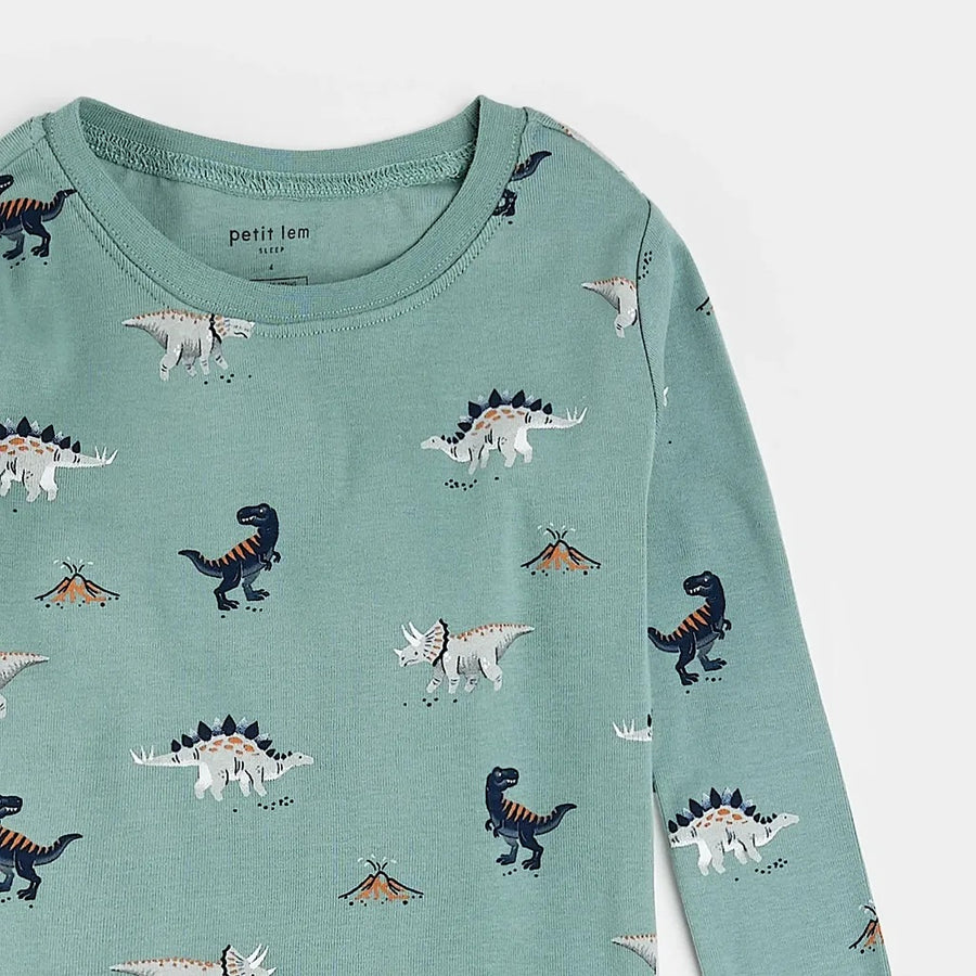 Dinosaur Print on Tidal Wave PJ Set - Parkette.