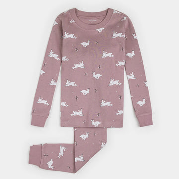 Winter Hare on Elderberry PJ Set - Parkette.