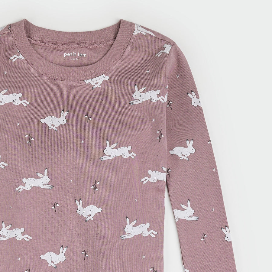 Winter Hare on Elderberry PJ Set - Parkette.