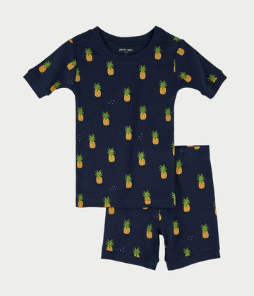 Navy Pineapples Short PJ Set - Parkette.