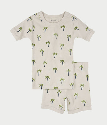 Beige Palm Trees Short PJ Set - Parkette.