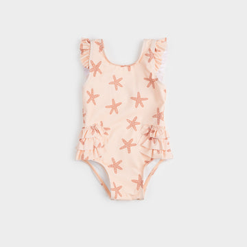 Starfish Print On Rose One-Piece Swimsuit - Parkette.