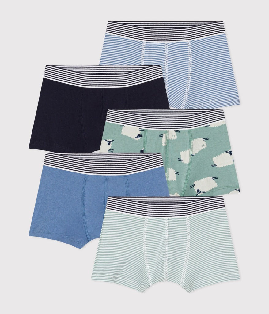 Kids Sheep Patterned Cotton Boxers - 5-pack - Parkette.