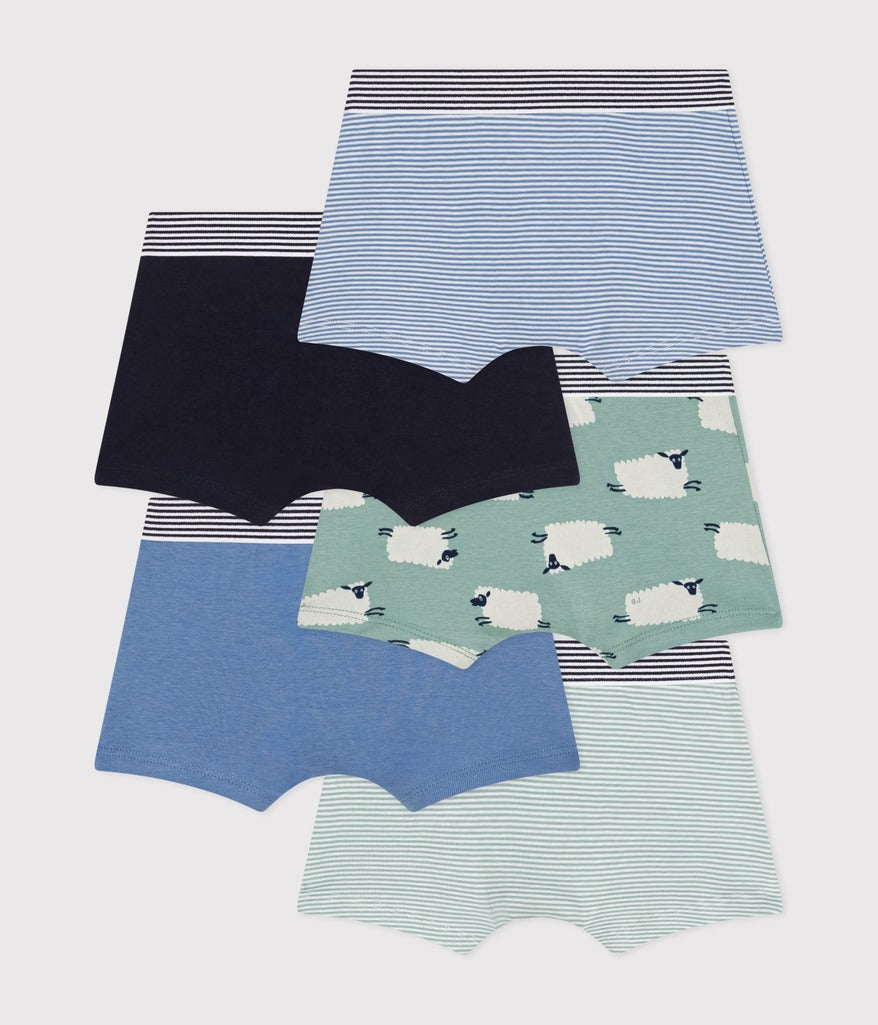 Kids Sheep Patterned Cotton Boxers - 5-pack - Parkette.
